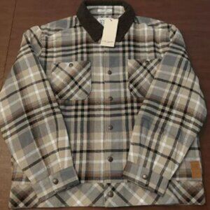 Scotch & Soda Sherpa Lined Plaid Flannel Jacket Tan Brown Mocha Men's Size L